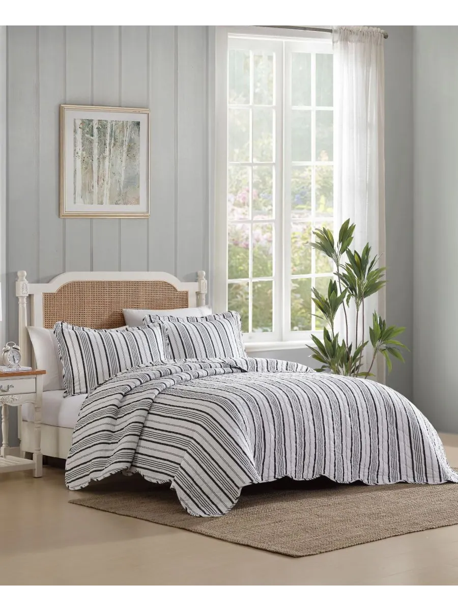 Комплект постельного белья Stripe Perfection из хлопка, 2 предмета, размер Twin Laura Ashley — изображение 2 из 8, белый