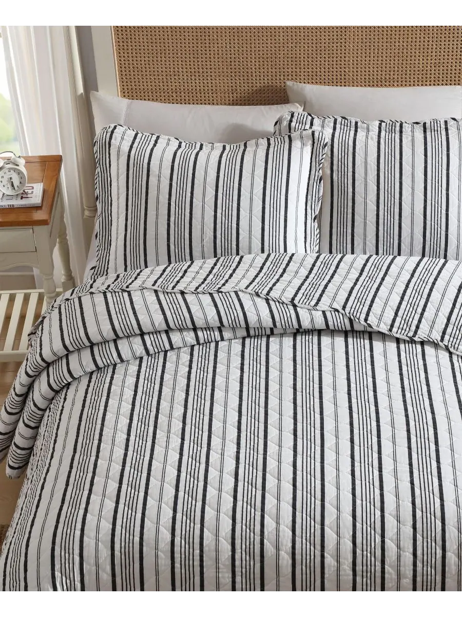 Комплект постельного белья Stripe Perfection из хлопка, 2 предмета, размер Twin Laura Ashley — изображение 3 из 8, белый