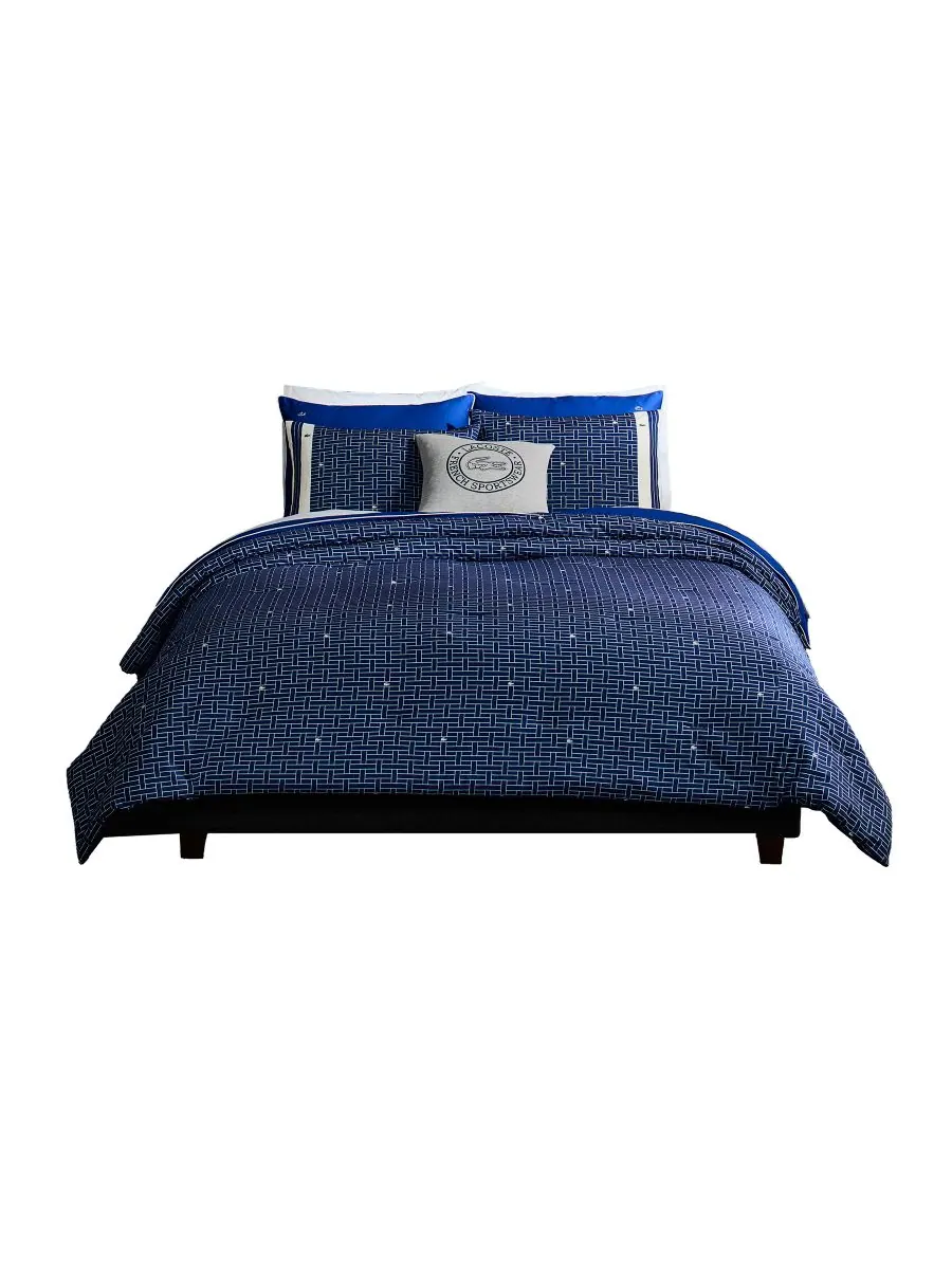 Комплект постельного белья heritage geo cotton из 3 предметов, размер king. Lacoste Home — изображение 2 из 6, темно-синий