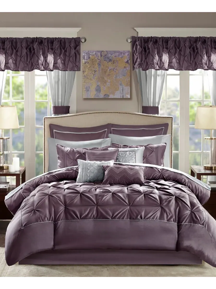 Комплект постельного белья Joella, 24 предмета, размер Queen Madison Park Essentials, сливовый
