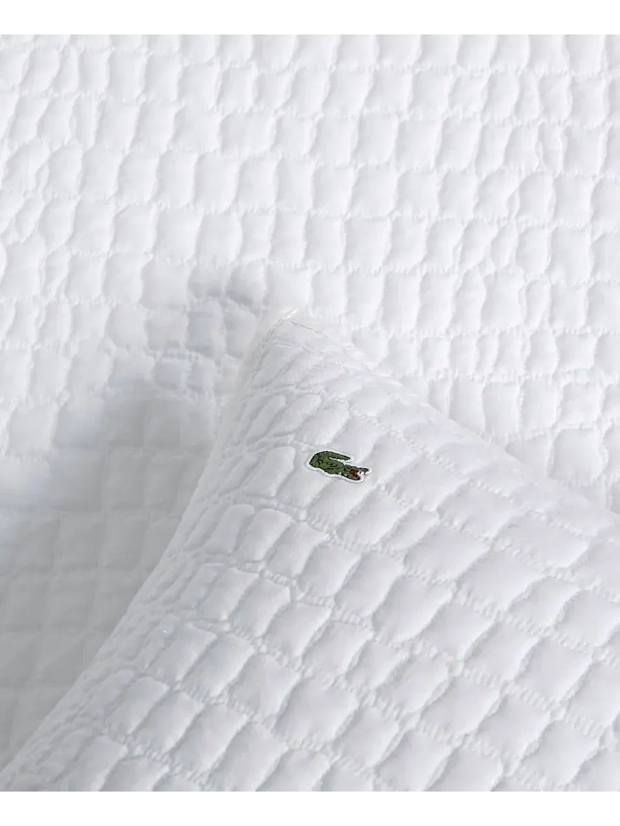 Комплект стеганого постельного белья с крокодиловым принтом, 3 предмета, King Lacoste Home — изображение 4 из 7, белый