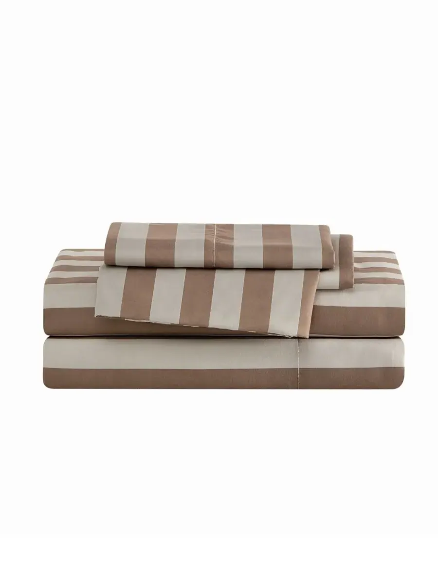Комплект постельного белья Weston Stripe, 4 предмета, размер Full Truly Soft — изображение 1 из 6, коричневый