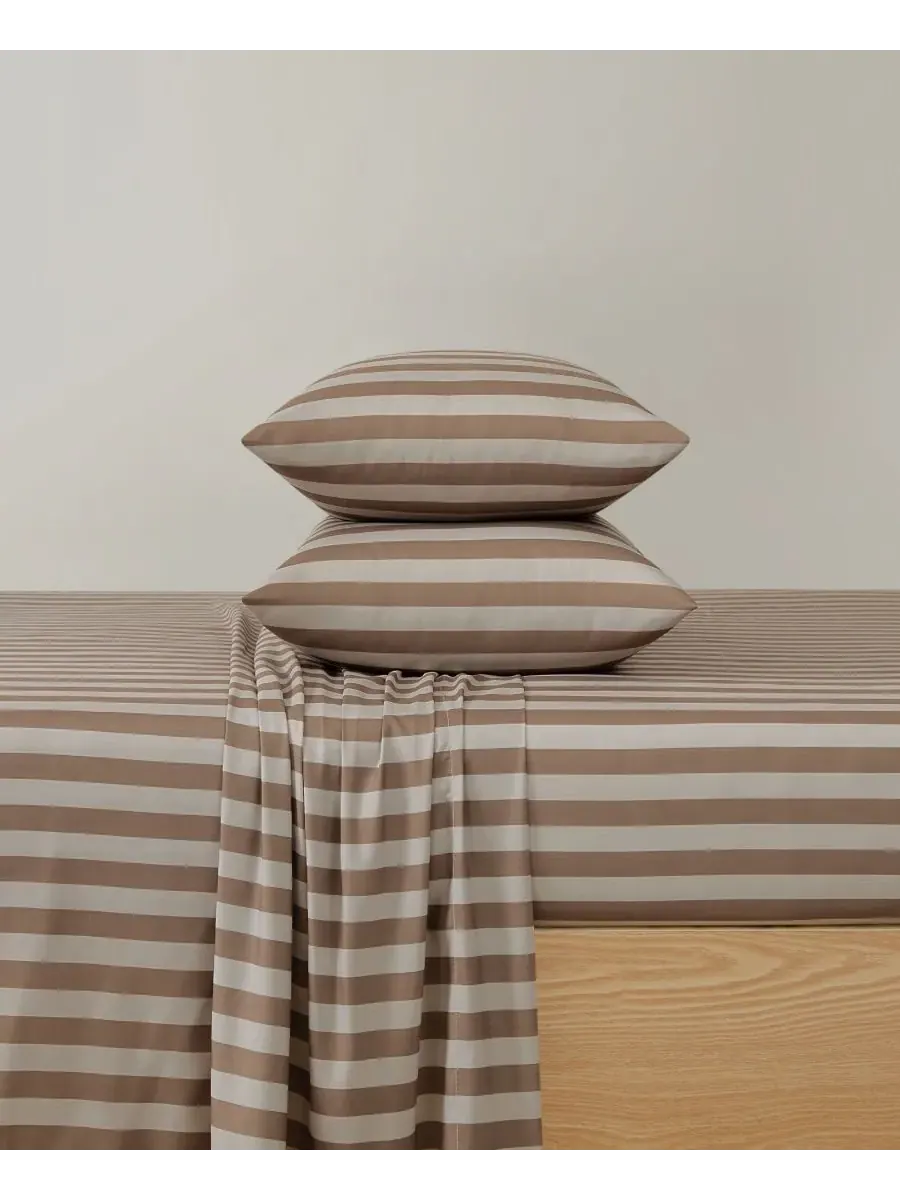 Комплект постельного белья Weston Stripe, 4 предмета, размер Full Truly Soft — изображение 2 из 6, коричневый