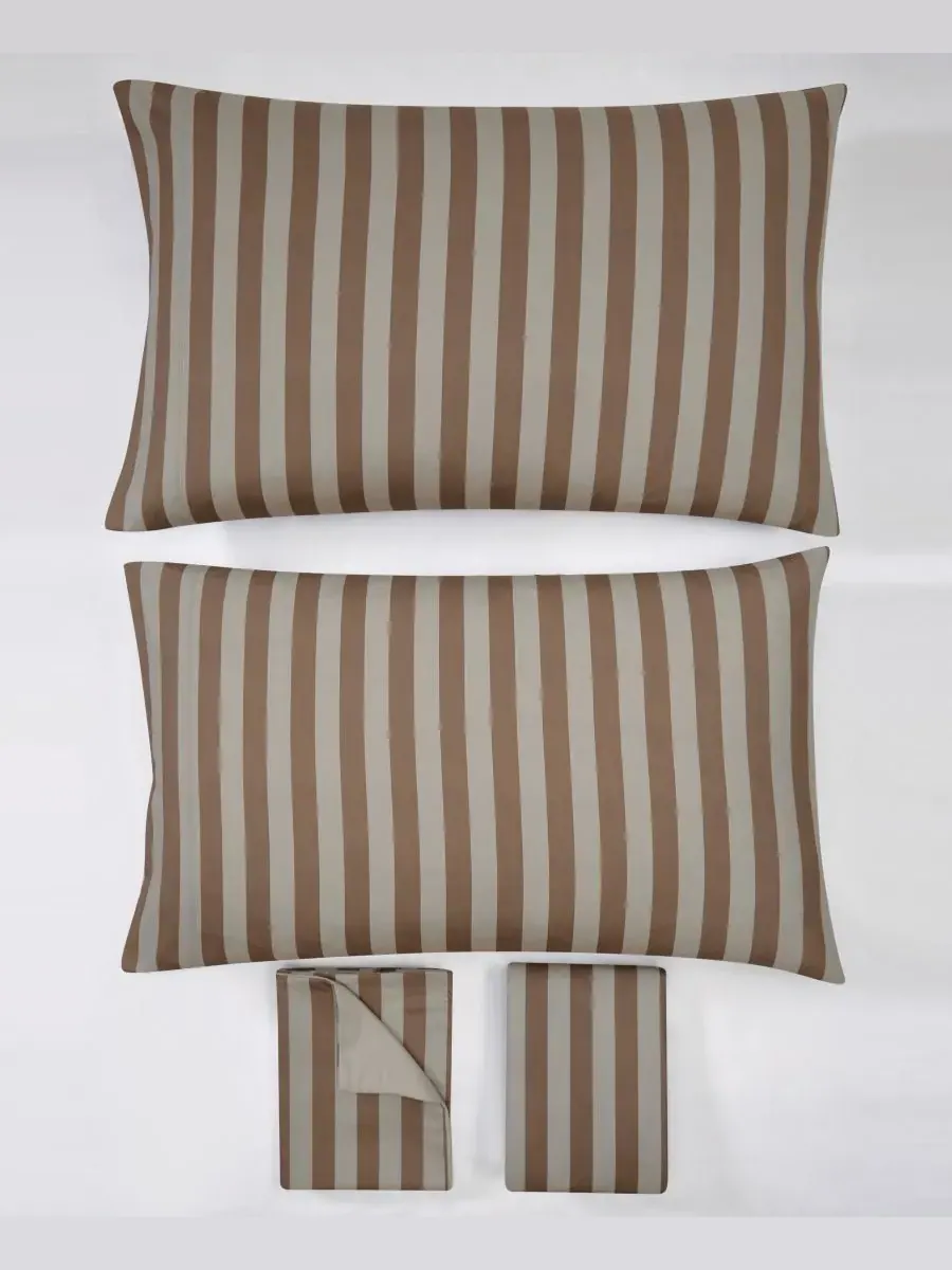 Комплект постельного белья Weston Stripe, 4 предмета, размер Full Truly Soft — изображение 6 из 6, коричневый