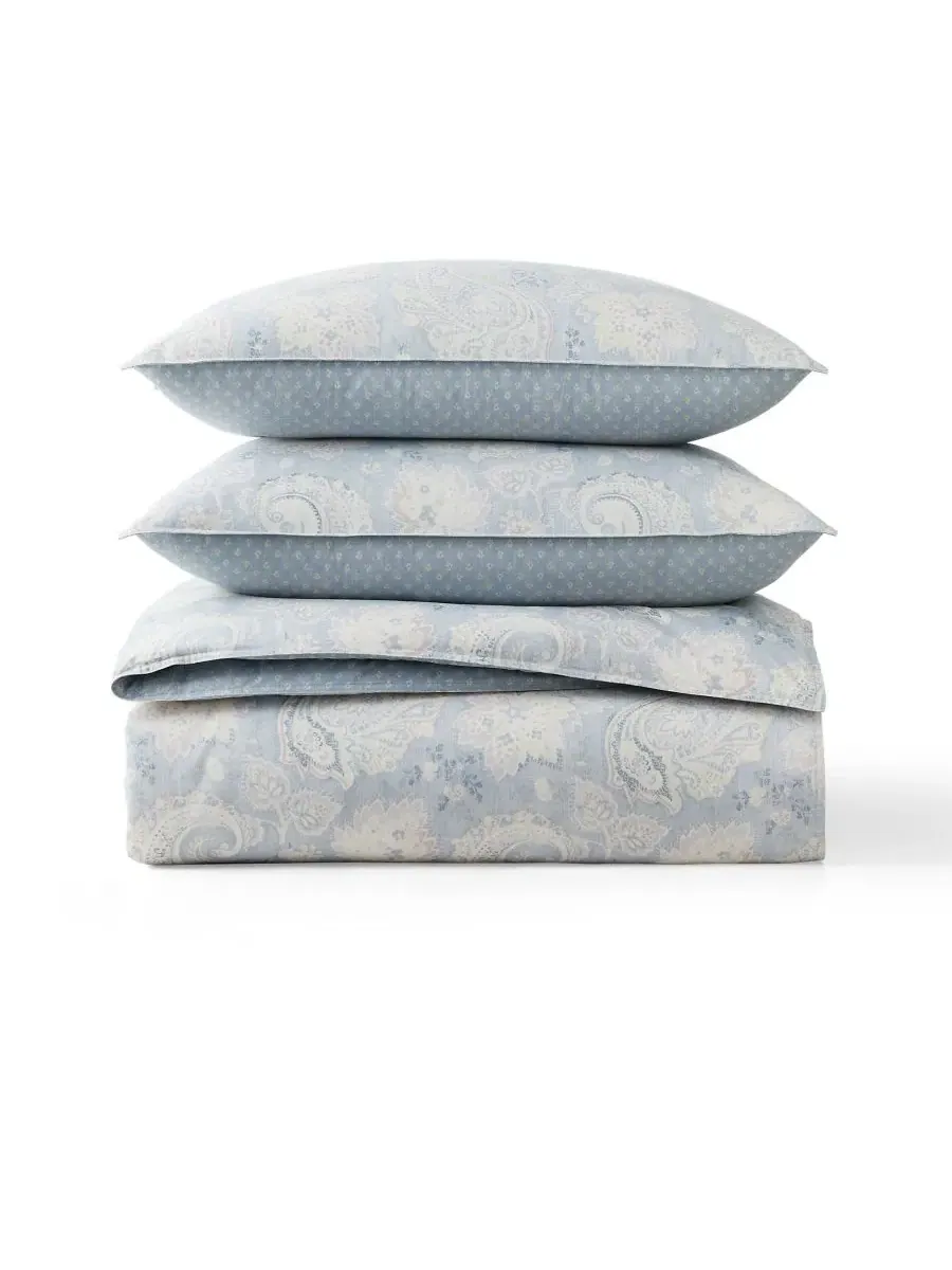 Комплект пододеяльников с наволочками Leigh Paisley, 3 предмета, Full/Queen Lauren Ralph Lauren — изображение 4 из 5, синий