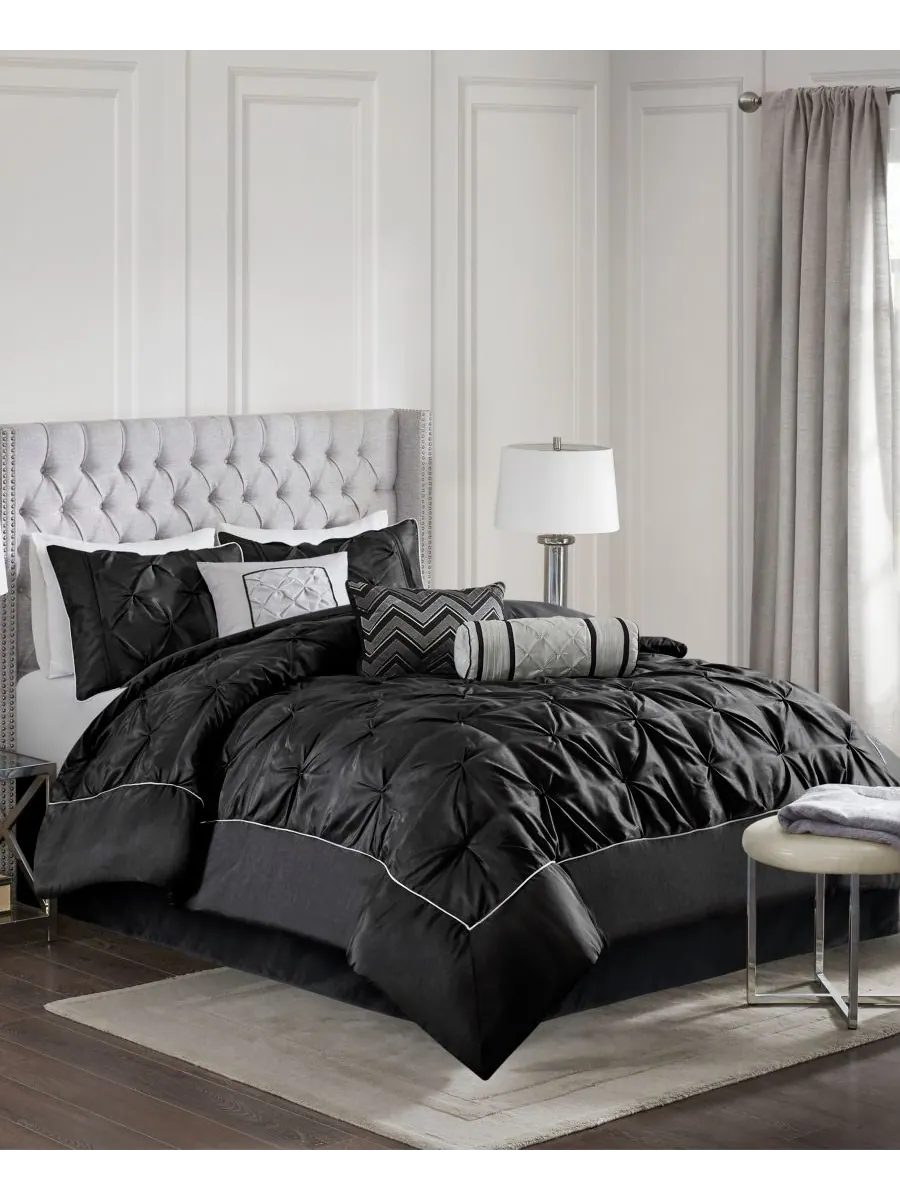 Комплект постельного белья Laurel Tufted из 7 предметов, размер Cal King Madison Park — изображение 2 из 10, черный