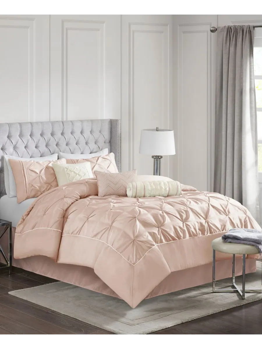 Комплект постельного белья Laurel Tufted из 7 предметов, размер Cal King Madison Park — изображение 2 из 10, пудровый розовый