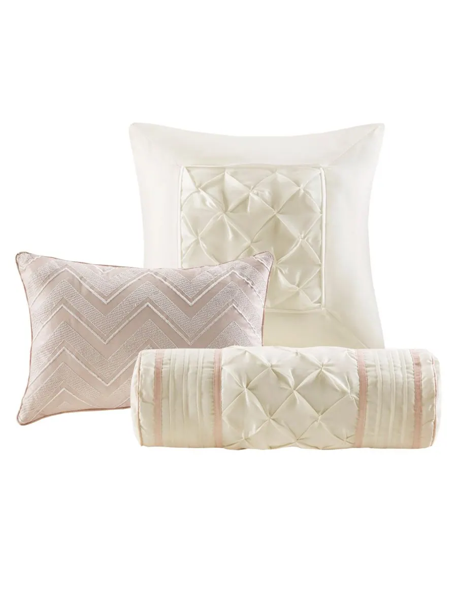 Комплект постельного белья Laurel Tufted из 7 предметов, размер Cal King Madison Park — изображение 5 из 10, пудровый розовый