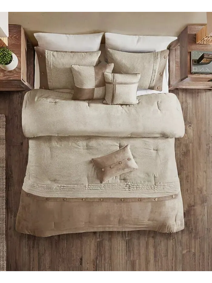 Boone Микрозамша 7 шт. Комплект одеял California King Madison Park — изображение 7 из 14, коричневый