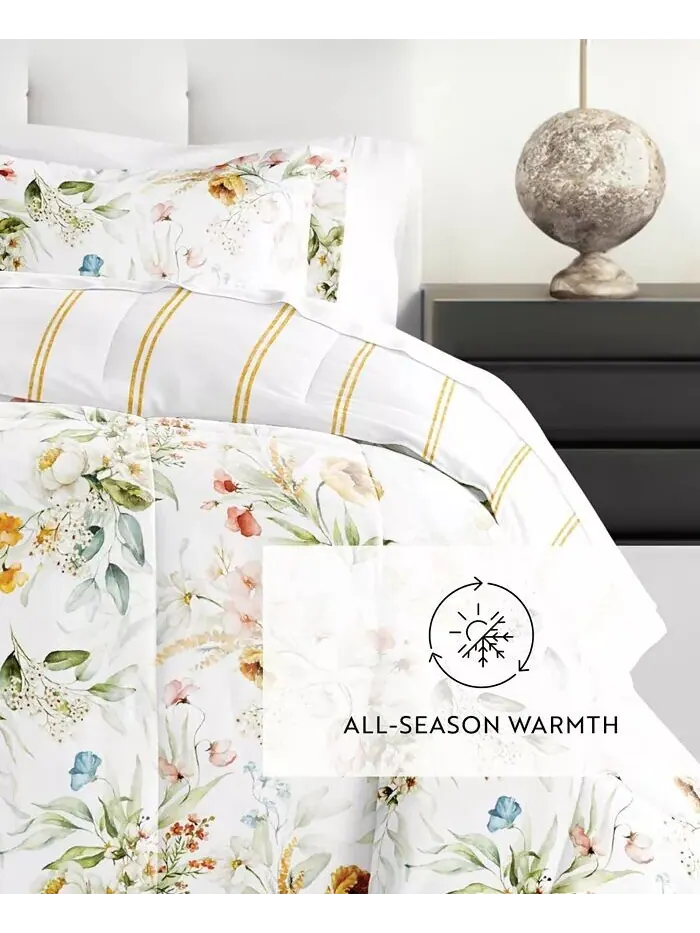 Комплект одеял из ситца с цветочной полоской, 2 предмета, Twin/Twin XL Ienjoy Home — изображение 3 из 7, глина