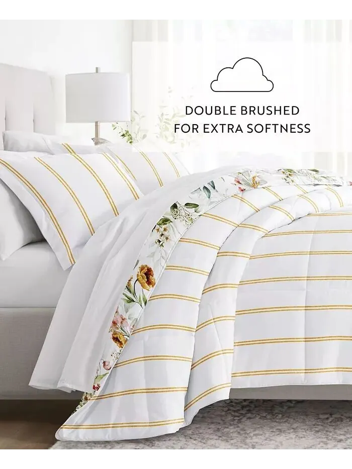 Комплект одеял из ситца с цветочной полоской, 2 предмета, Twin/Twin XL Ienjoy Home — изображение 4 из 7, глина