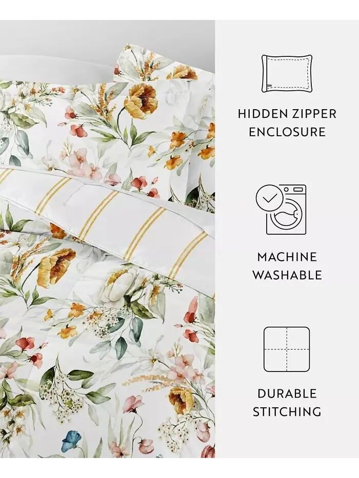Комплект одеял из ситца с цветочной полоской, 2 предмета, Twin/Twin XL Ienjoy Home — изображение 5 из 7, глина