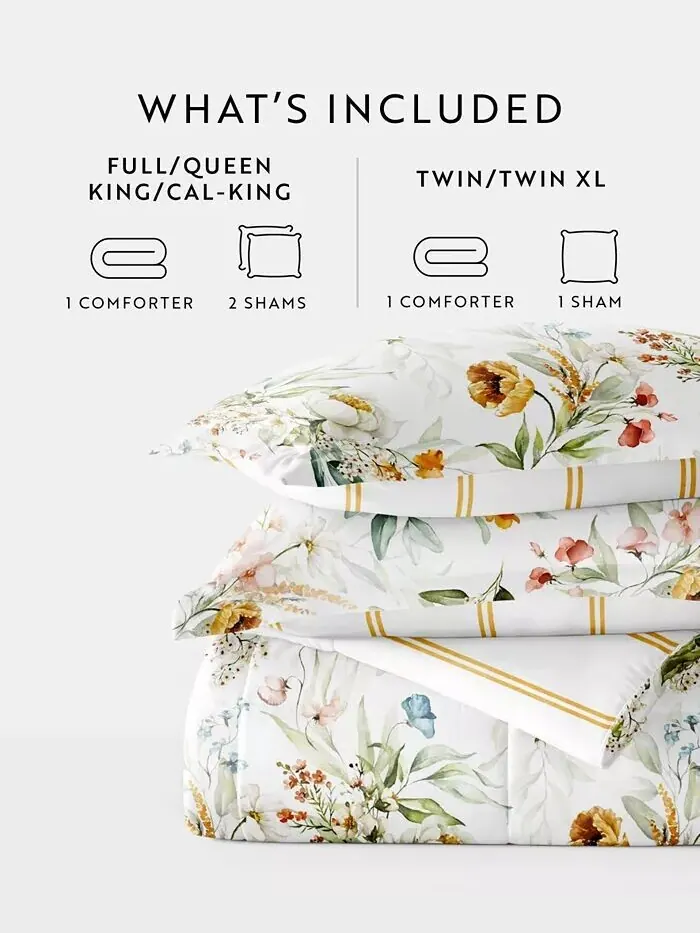 Комплект одеял из ситца с цветочной полоской, 2 предмета, Twin/Twin XL Ienjoy Home — изображение 7 из 7, глина