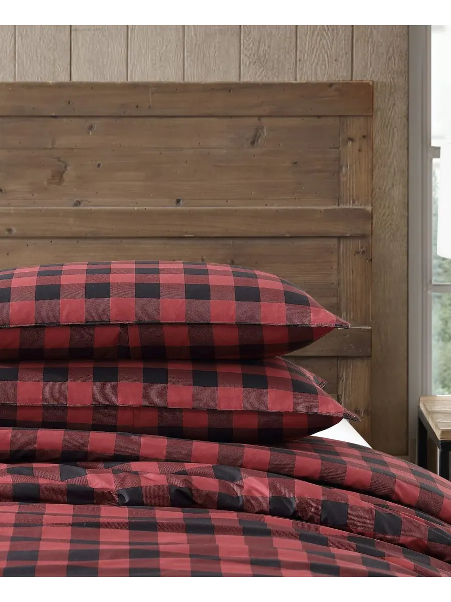 Комплект постельного белья Mountain Plaid из хлопка, двусторонний, 2 предмета, размер Twin Eddie — изображение 6 из 10, алый