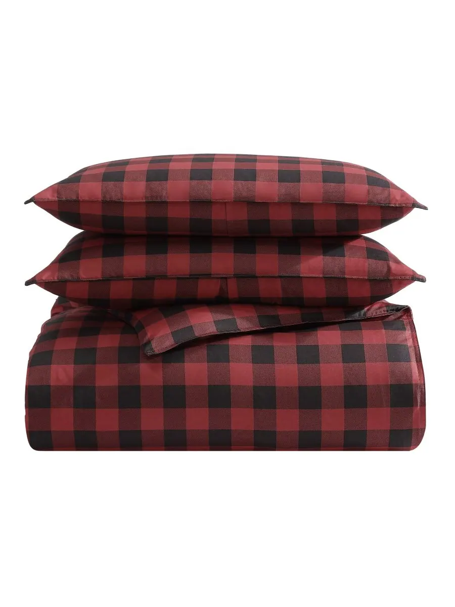 Комплект постельного белья Mountain Plaid из хлопка, двусторонний, 2 предмета, размер Twin Eddie — изображение 8 из 10, алый