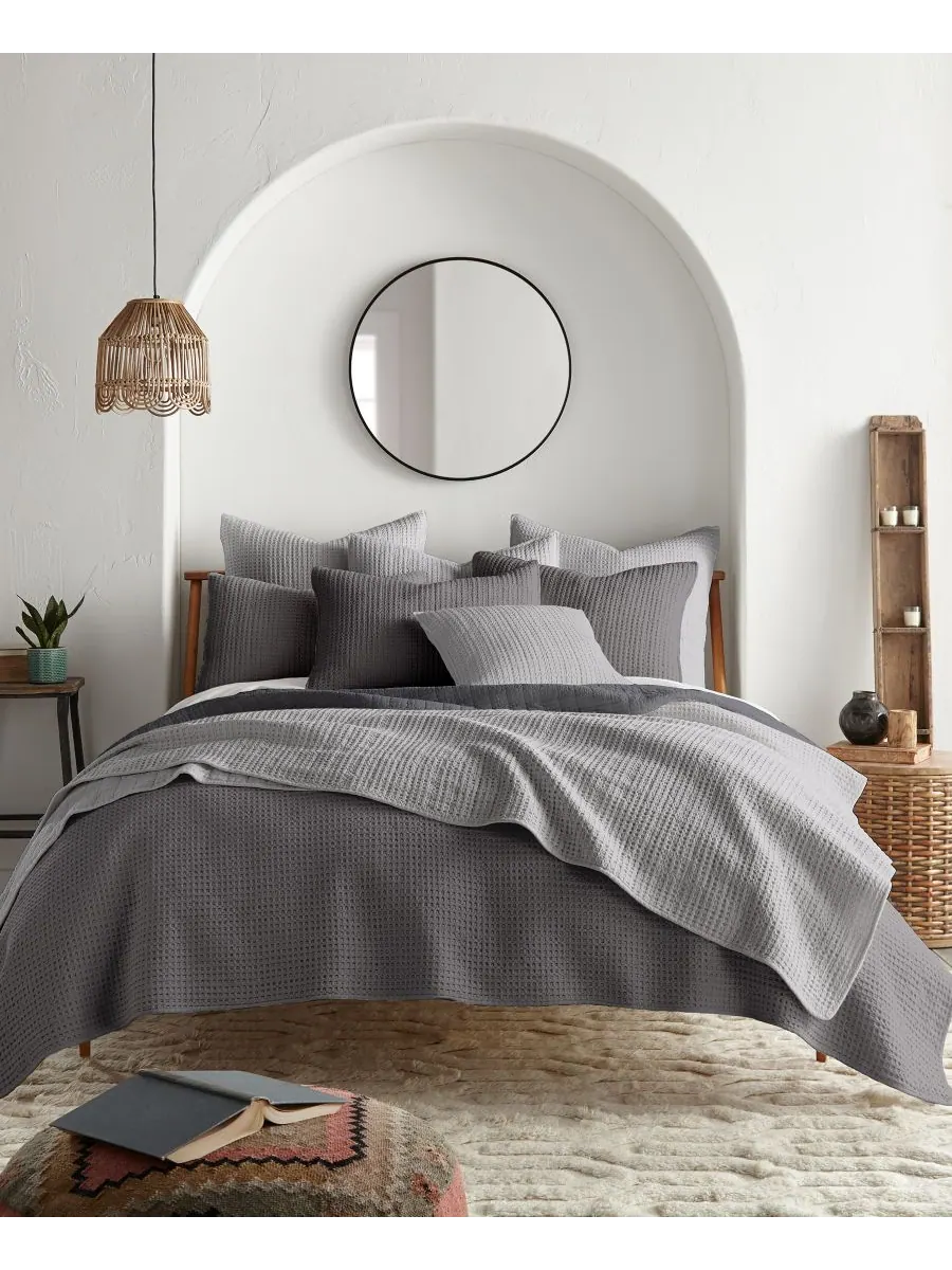 Комплект постельного белья Mills Waffle Textured, 2 предмета, размер Twin/Twin XL Levtex — изображение 2 из 5, темно-серый