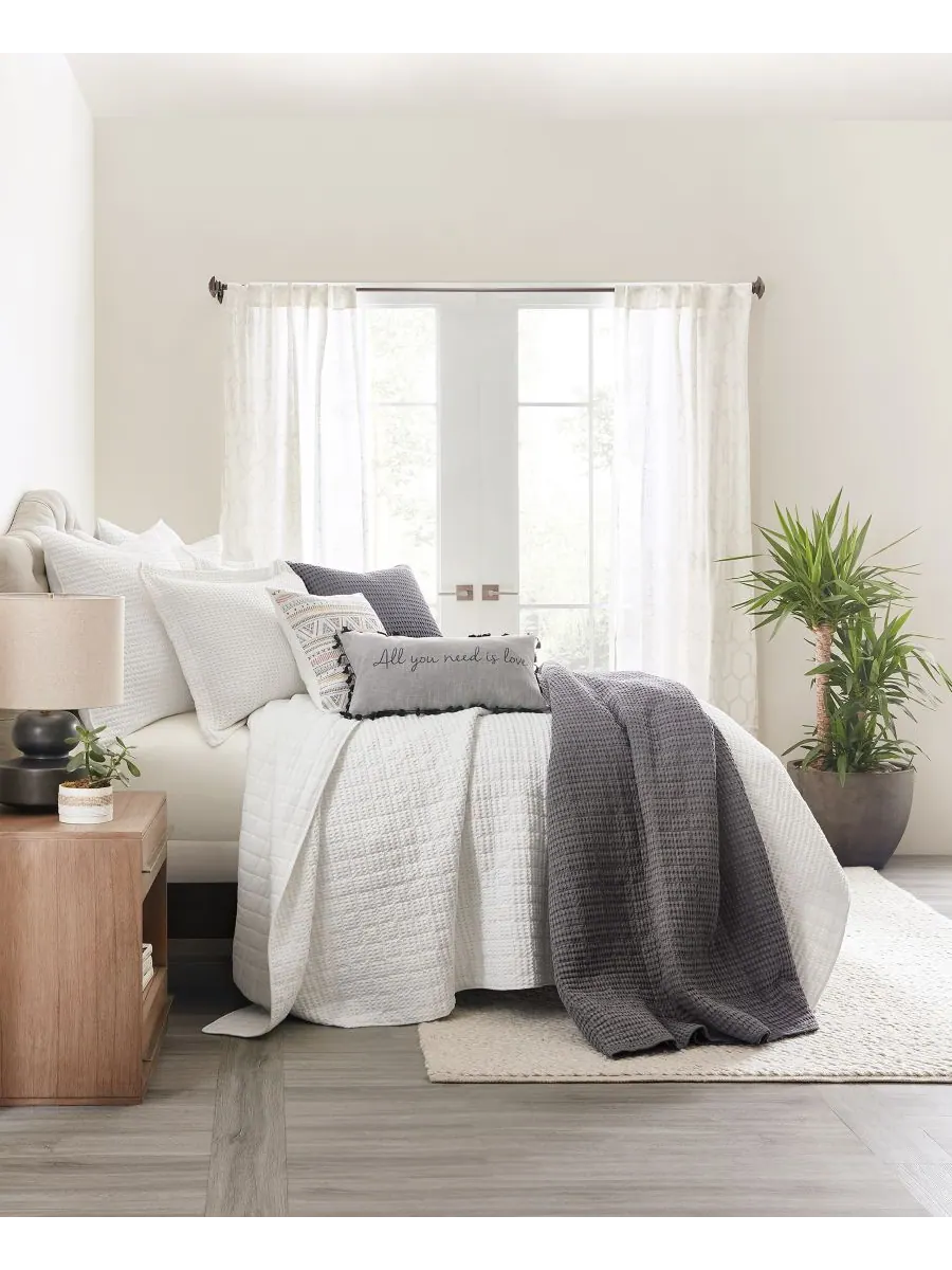 Комплект постельного белья Mills Waffle Textured, 2 предмета, размер Twin/Twin XL Levtex — изображение 3 из 5, темно-серый