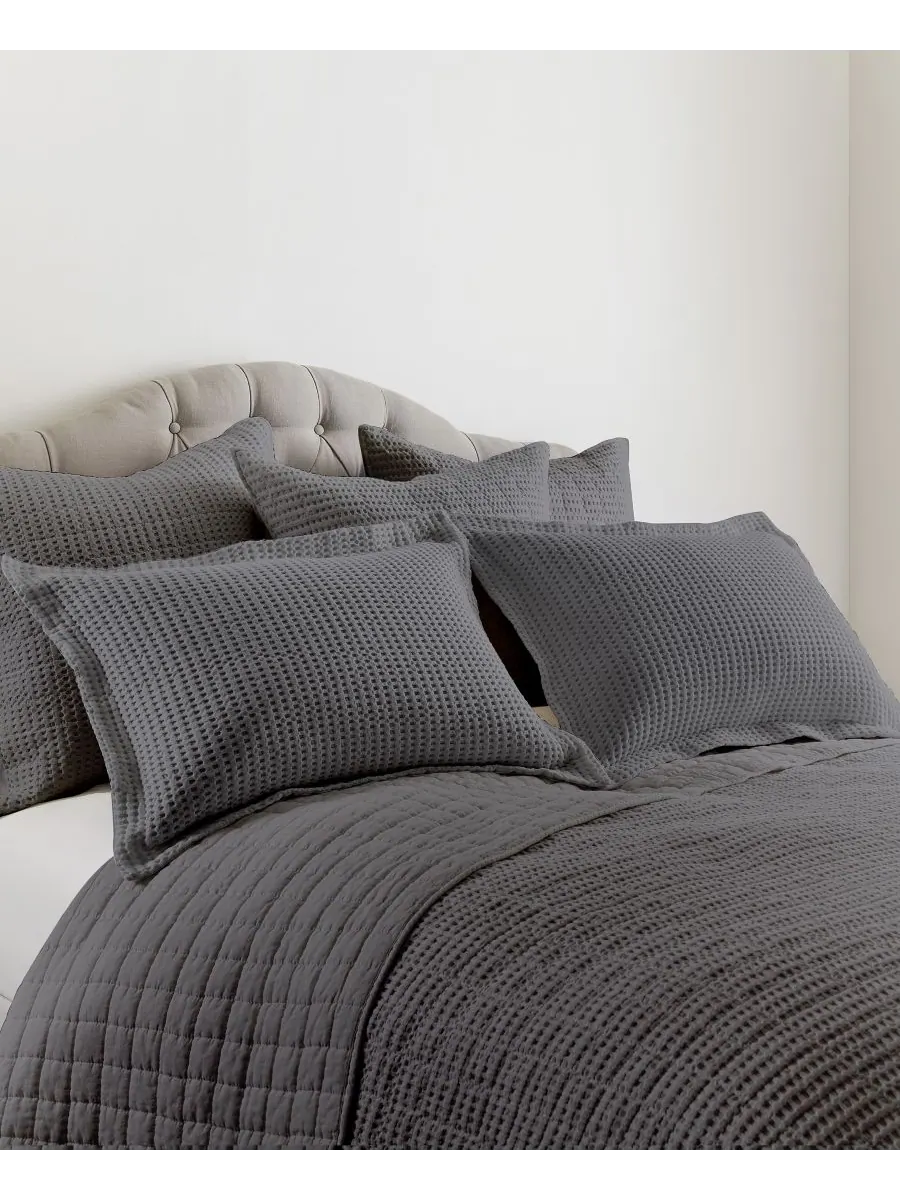 Комплект постельного белья Mills Waffle Textured, 2 предмета, размер Twin/Twin XL Levtex — изображение 4 из 5, темно-серый