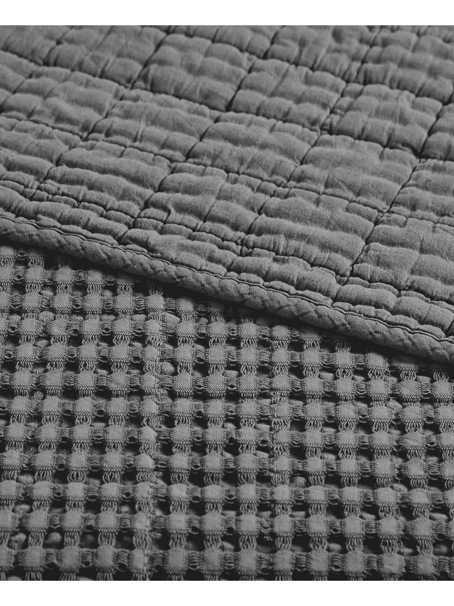Комплект постельного белья Mills Waffle Textured, 2 предмета, размер Twin/Twin XL Levtex — изображение 5 из 5, темно-серый