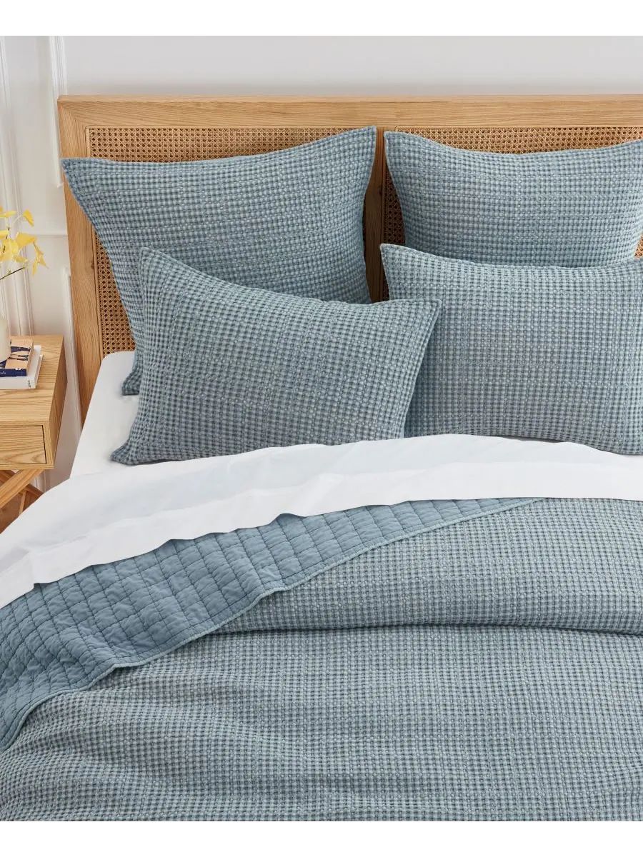 Комплект постельного белья Mills Waffle Textured, 2 предмета, размер Twin/Twin XL Levtex — изображение 3 из 5, синий