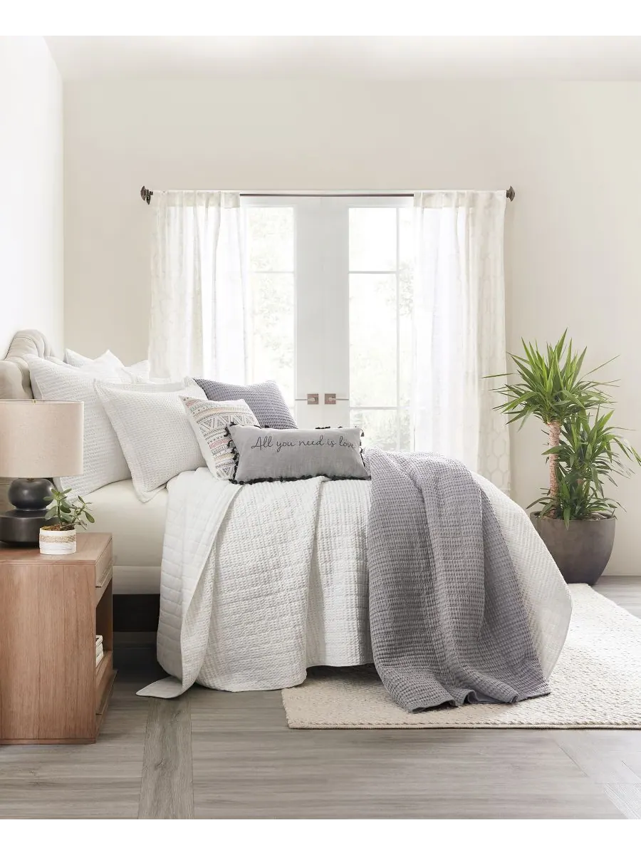 Комплект постельного белья Mills Waffle Textured, 2 предмета, размер Twin/Twin XL Levtex — изображение 3 из 5, яркий белый