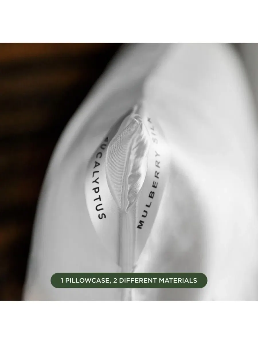 Наволочка DualSilk, 22 момме, смесь 100% тутового шелка и эвкалипта, мягкая, дышащая и роскошная — изображение 6 из 11, белый