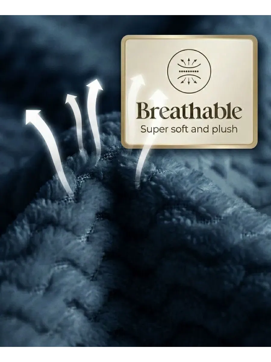 Плед флисовый Pebbled Popcorn Texture, Full/Queen Superior — изображение 4 из 8, темно-синий