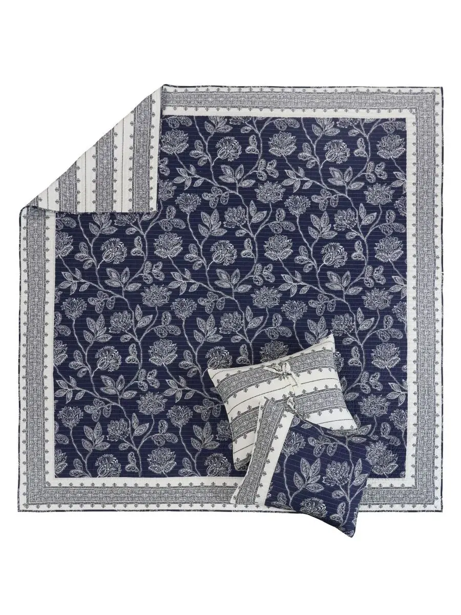 Набор стеганых одеял Sonoire Reversible 2-Piece Quilt Set, Twin/Twin XL Levtex Home — изображение 6 из 6, темно-синий