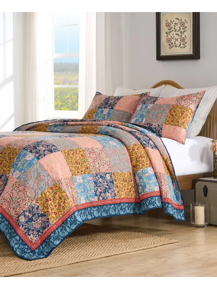 Стеганый комплект Tangier Reversible 2-Piece Quilt Set Twin Greenland Home Fashions — изображение 6 из 6, мульти