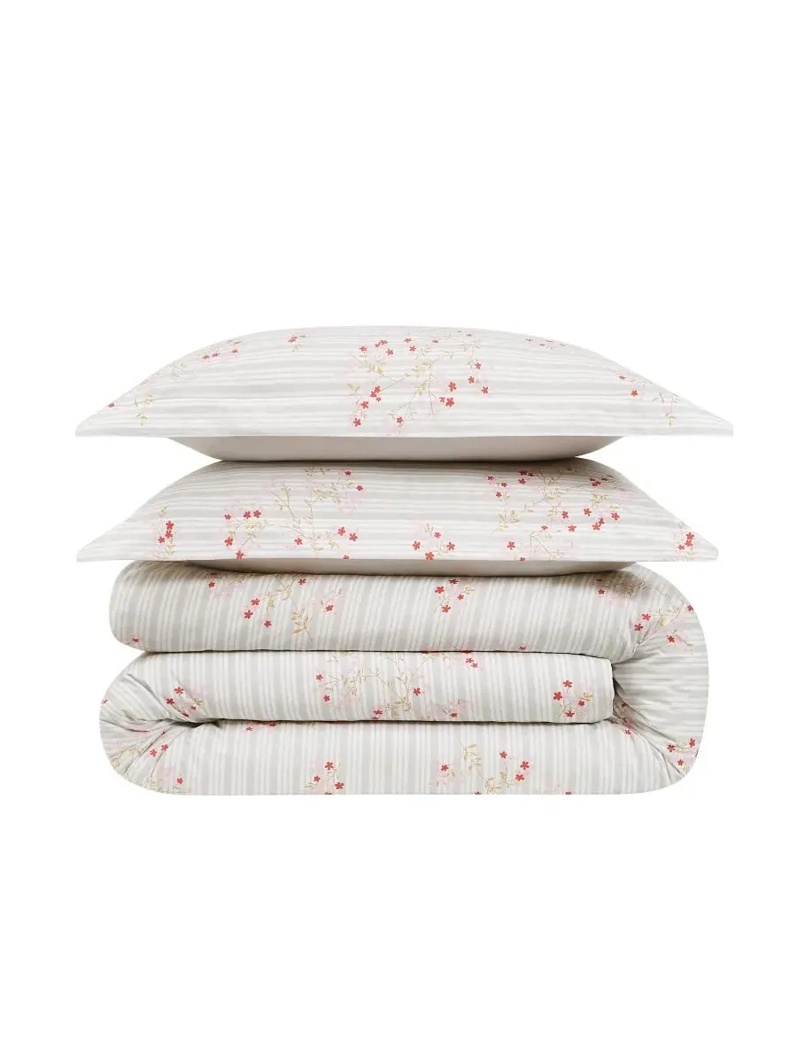 Комплект постельного белья Emma Floral, 2 предмета, Twin/Twin XL Cottage Classics — изображение 4 из 5, розовый
