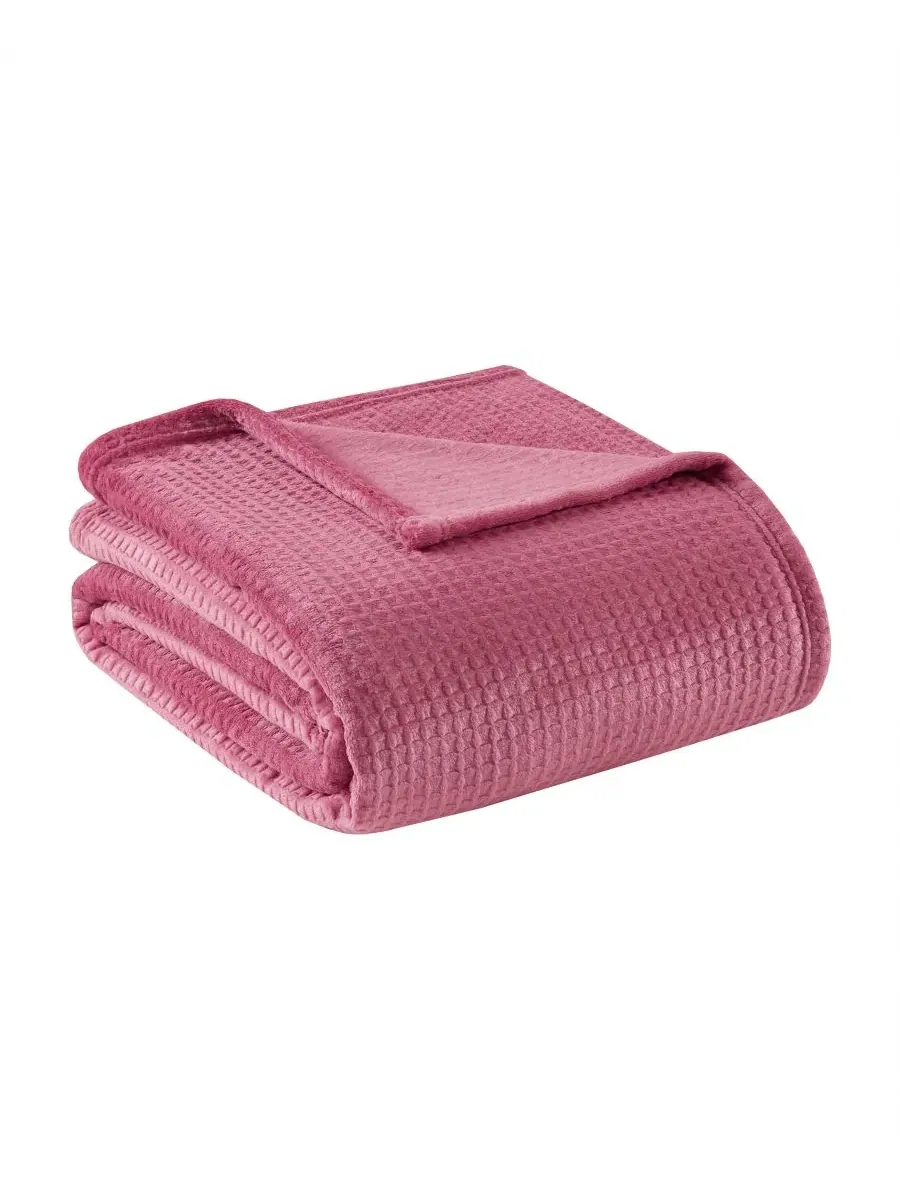 Плед из футера с вафельной текстурой, 229 x 229 см Premier Comfort — розовый