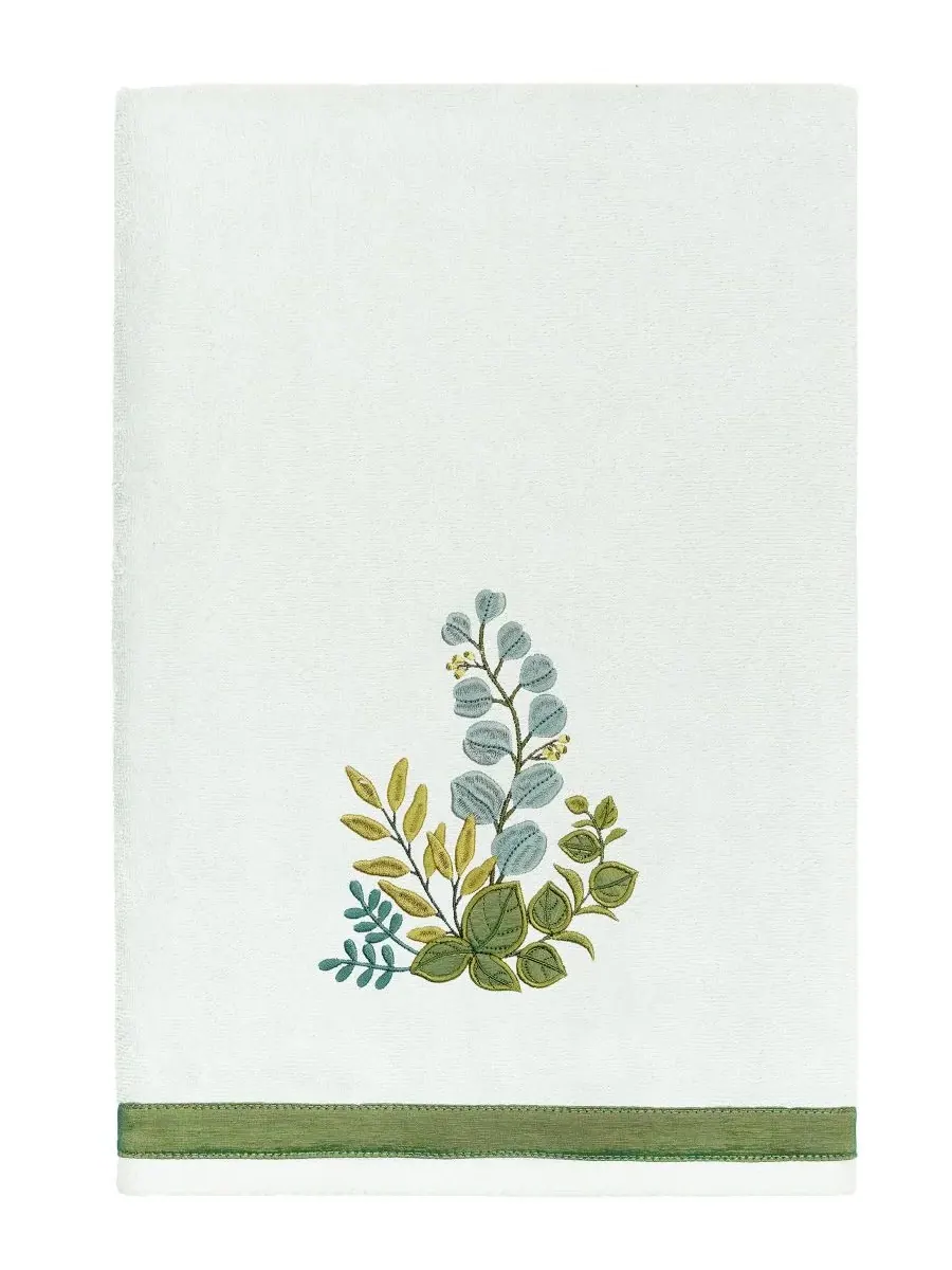 Набор из 4 банных полотенец из турецкого хлопка с вышивкой Botanica Linum Home — изображение 2 из 5, голубой