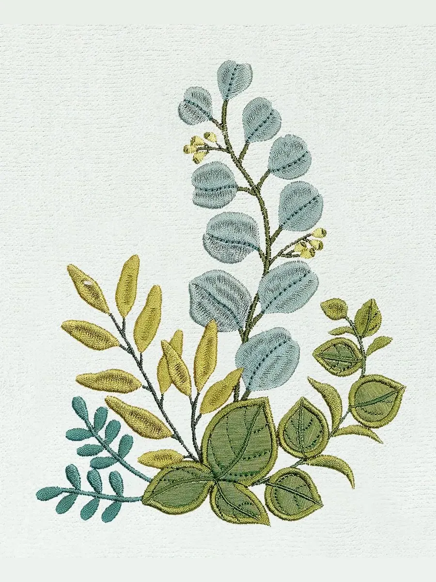 Набор из 4 банных полотенец из турецкого хлопка с вышивкой Botanica Linum Home — изображение 5 из 5, голубой