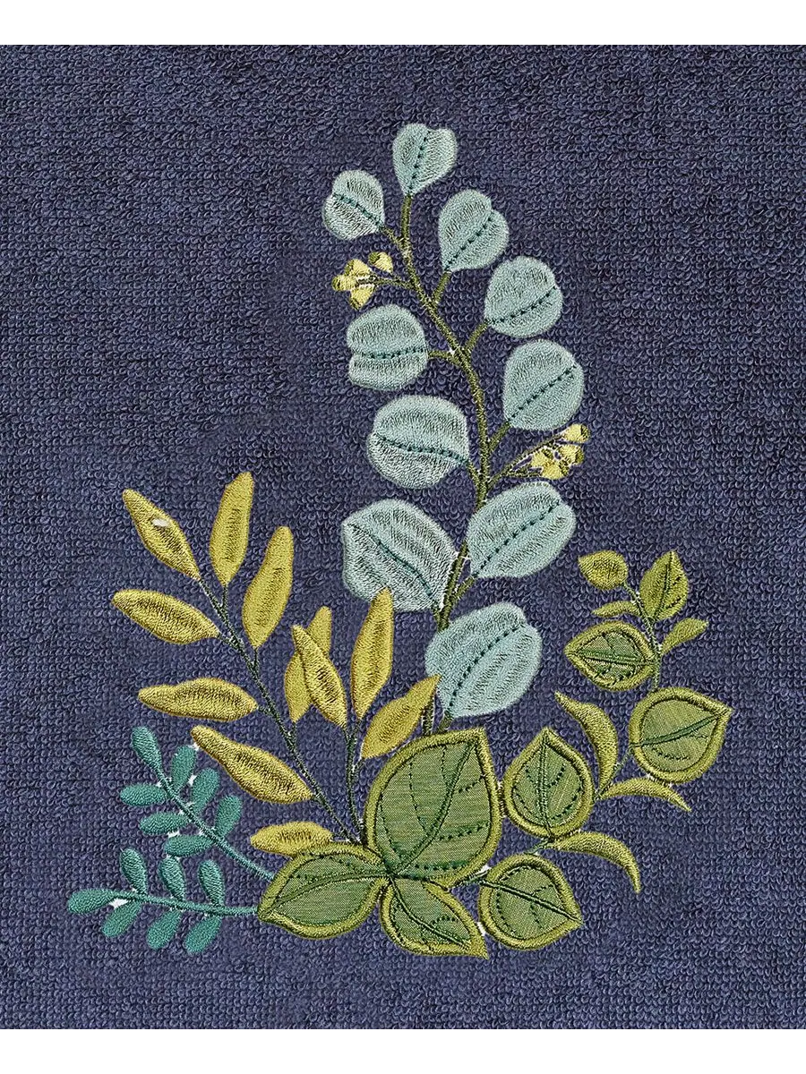 Набор из 4 банных полотенец из турецкого хлопка с вышивкой Botanica Linum Home — изображение 5 из 5, морской