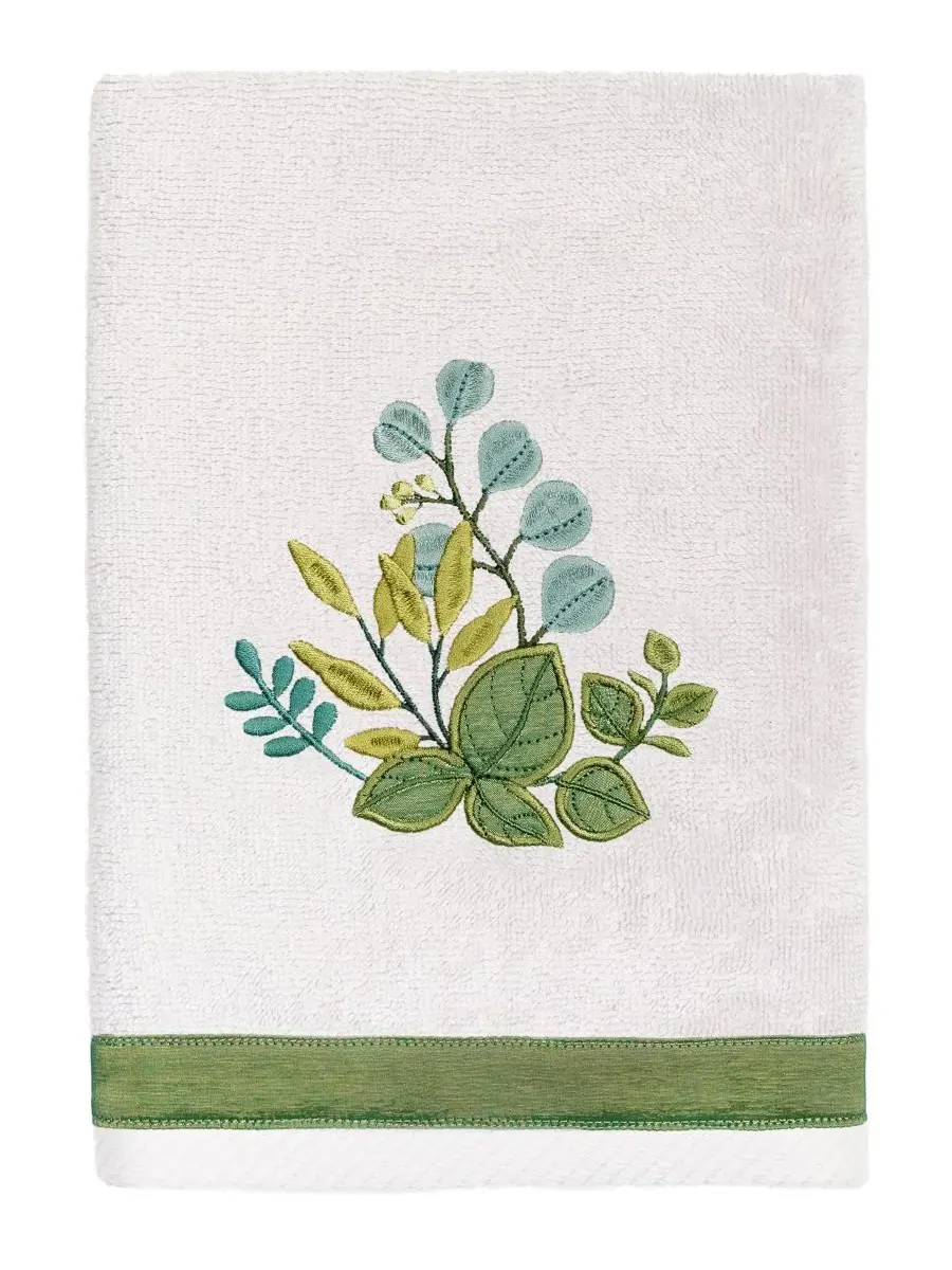 Набор из 4 банных полотенец из турецкого хлопка с вышивкой Botanica Linum Home — изображение 2 из 4, серебряный