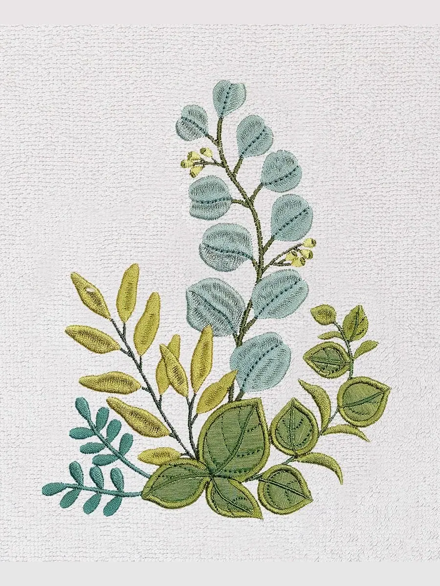 Набор из 4 банных полотенец из турецкого хлопка с вышивкой Botanica Linum Home — изображение 4 из 4, серебряный