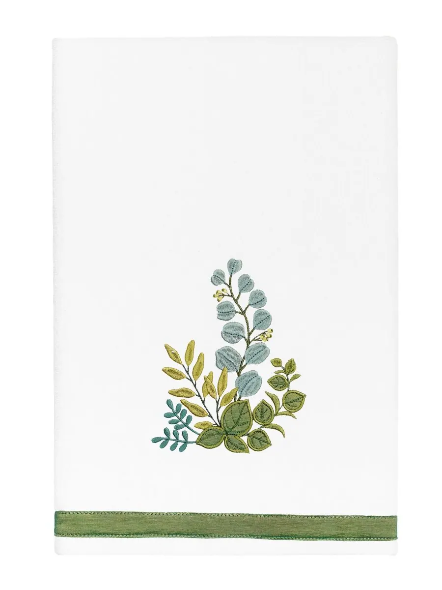 Набор из 4 банных полотенец из турецкого хлопка с вышивкой Botanica Linum Home — изображение 2 из 5, белый