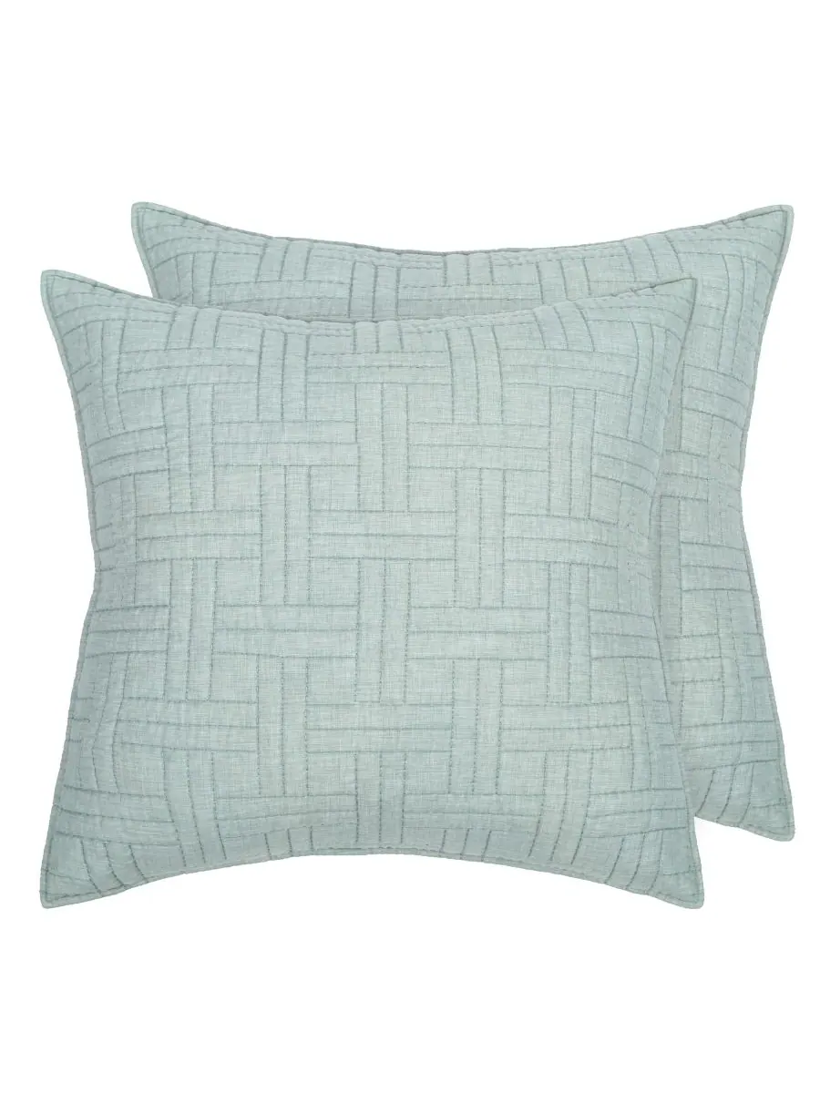 Комплект из 2 наволочек Melange Stitch, европейский стиль Levtex, Spa, European Sham Set — изображение 1 из 3, голубой