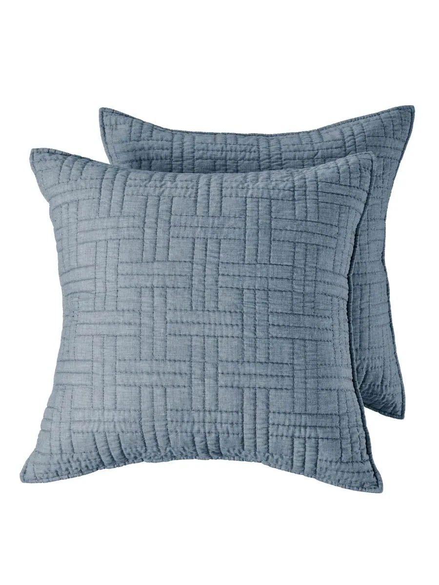 Комплект из 2 наволочек Melange Stitch, европейский стиль Levtex, Chambray, European Sham Set — изображение 1 из 3, шамбре