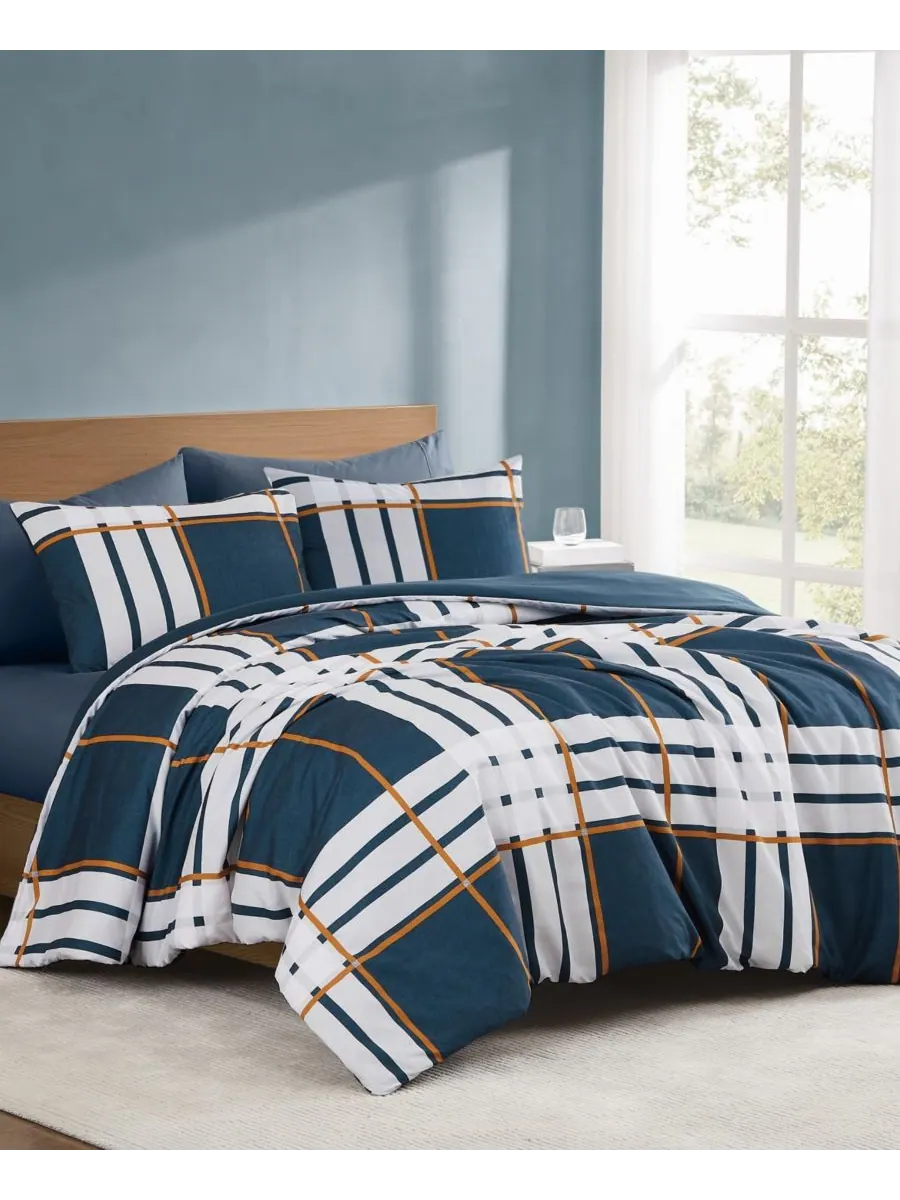 Комплект постельного белья Henry Plaid из 3 предметов, размер King Truly Soft — изображение 1 из 5, синий