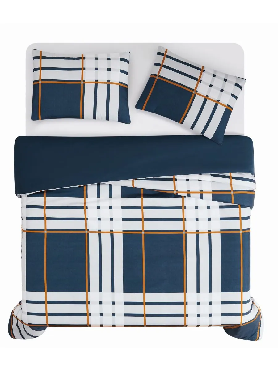 Комплект постельного белья Henry Plaid из 3 предметов, размер King Truly Soft — изображение 3 из 5, синий
