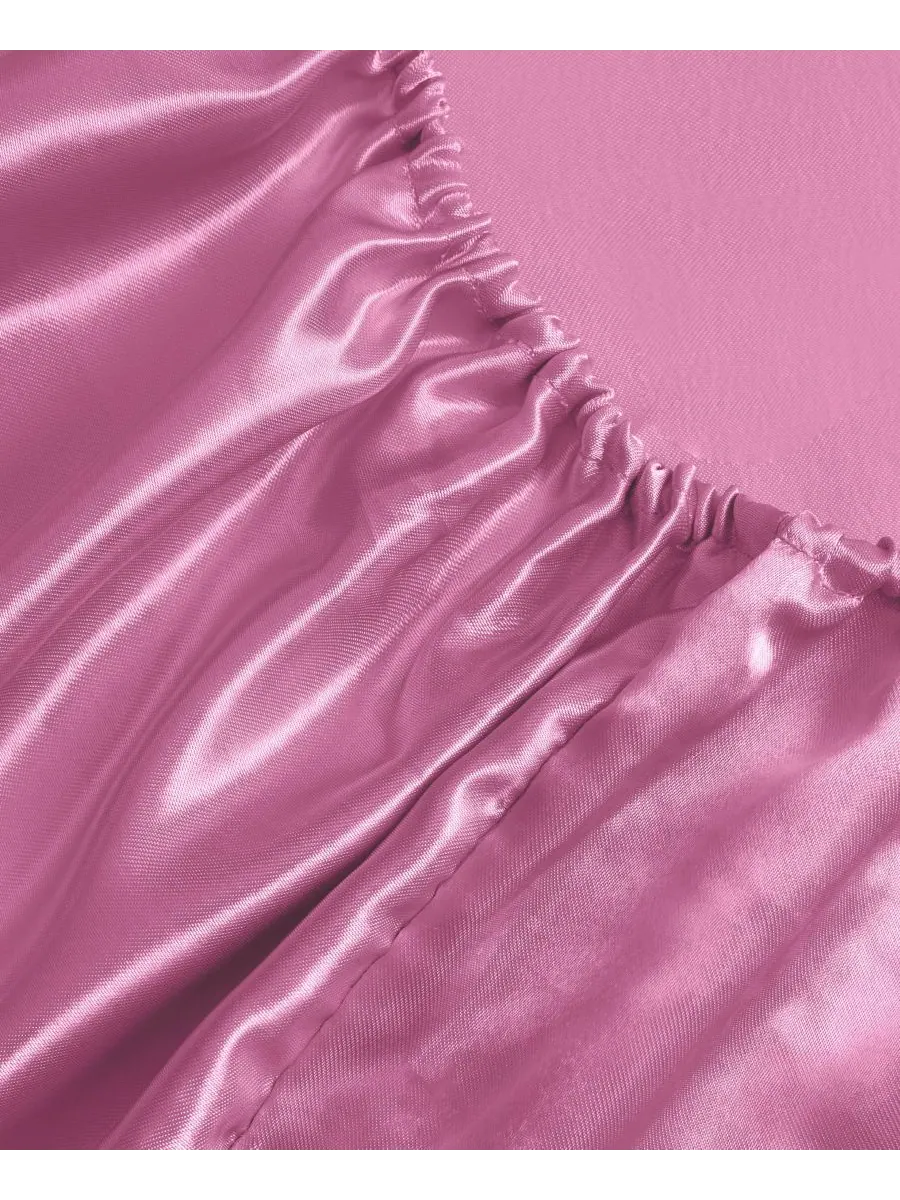 Комплект постельного белья из атласа и дамаска, 4 предмета, размер King Juicy Couture — изображение 5 из 9, розовый