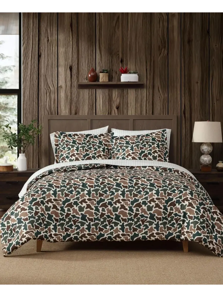 Комплект постельного белья Mod Camo Print из 7 предметов, размер Queen Eddie Bauer — изображение 1 из 7, зеленый