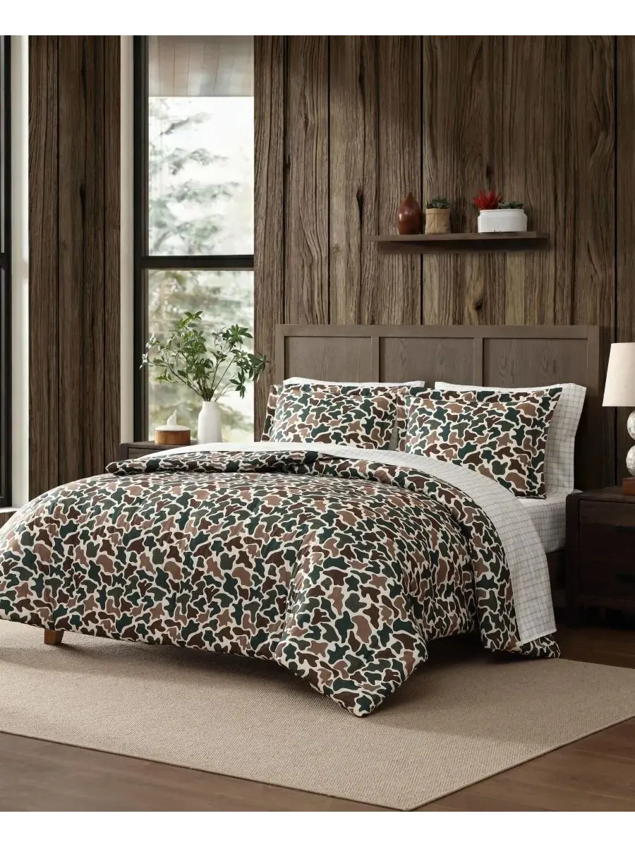 Комплект постельного белья Mod Camo Print из 7 предметов, размер Queen Eddie Bauer — изображение 2 из 7, зеленый
