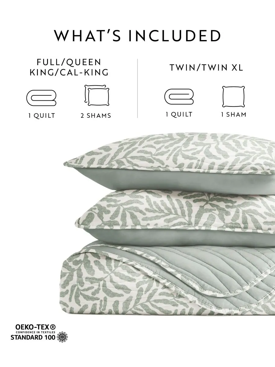 Двусторонний комплект постельного белья Tossed Ferns из 3 предметов, размер King/California King — изображение 7 из 10