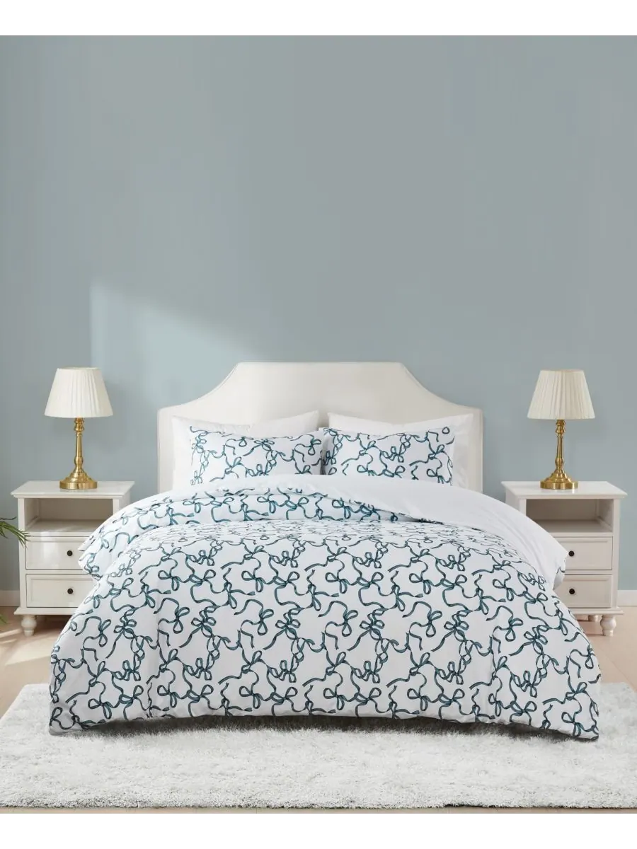 Комплект постельного белья "Printed Bow Whimsy" из 2 предметов, размер Twin/Twin XL Truly Soft — изображение 1 из 5, синий