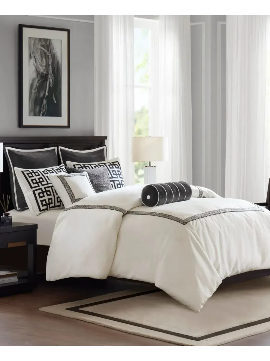 Комплект постельного белья Jarvis Embroidery из 9 предметов, размер King Madison Park Signature — изображение 3 из 10