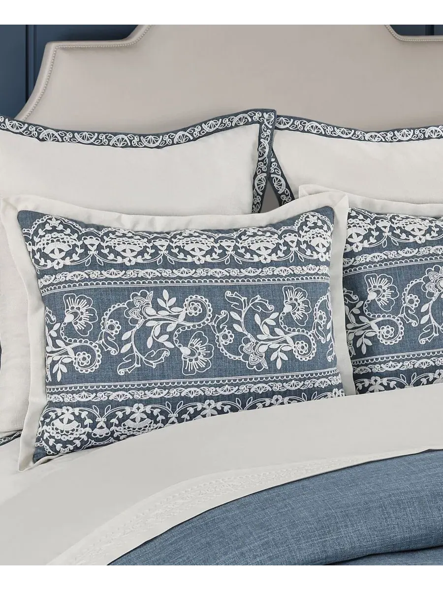 Комплект постельного белья Chantalee Floral 4-Piece, California King J Queen New York — изображение 2 из 7, джинсовый синий