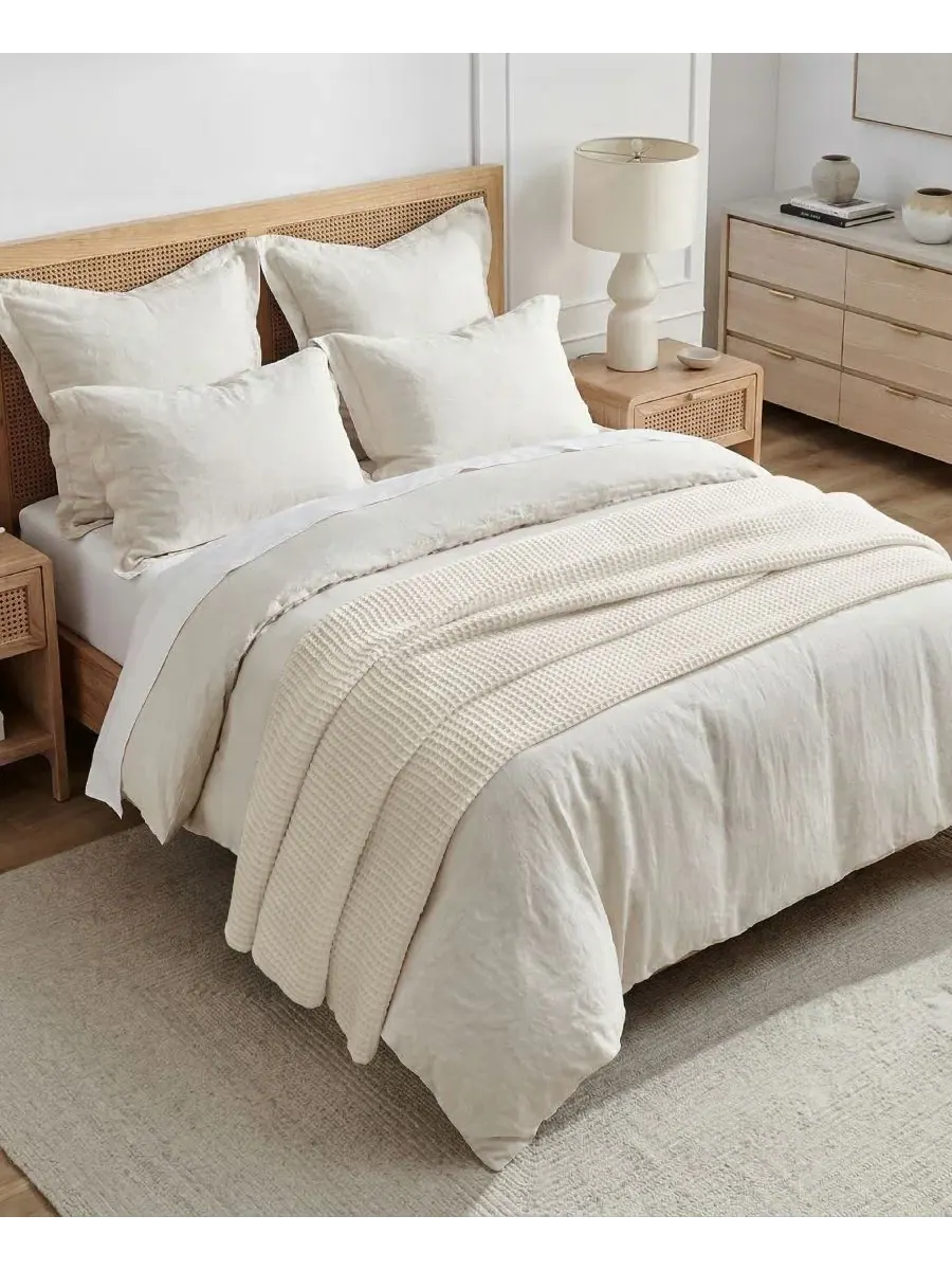 Плед вафельный 178x218 см Levtex Home — изображение 3 из 5, кремовый