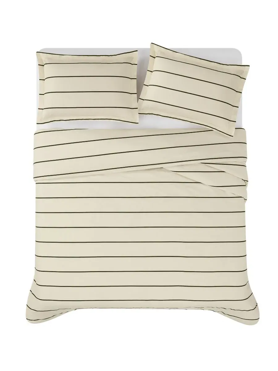 Комплект стеганого пододеяльника Hayward Stripe Brooklyn Loom — изображение 3 из 5, слоновая кость зеленый